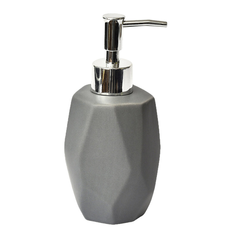 Gray Stoneware Diamond Shape Hand Soap Dispenser
