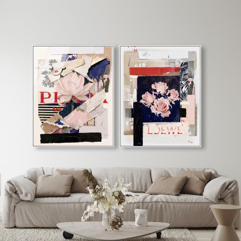 Milano Collage Set Set by Oliver Gal, 37"H x 46"W, White Floater Frame