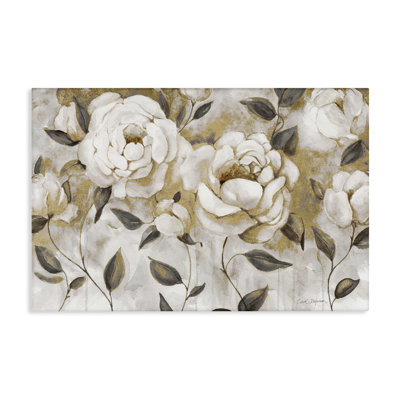 Toile chaleureuse à fleurs neutres, design par Carol Robinson