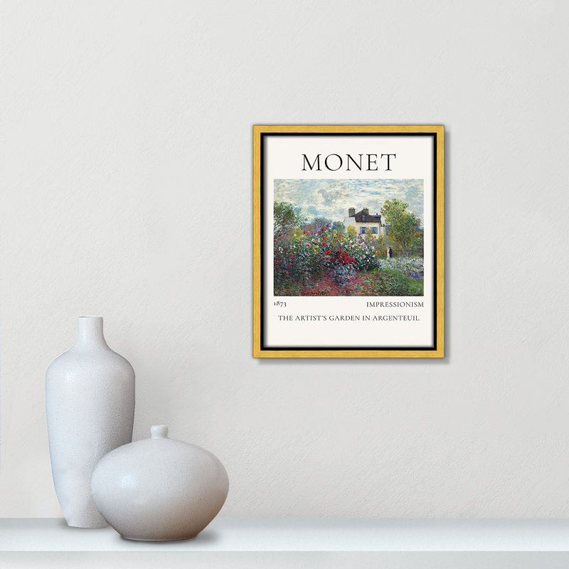 Artists Garden in Argenteuil Print by Claude Monet, No, 15.5" H x 12.5" W x 2" D, Gold Floater Frame