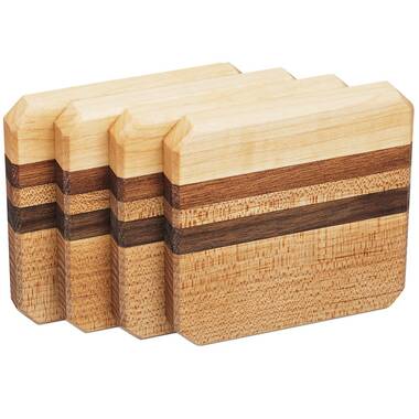 Union Rustic Wood Square 4 Piece Coaster Set With Holder - Wayfair