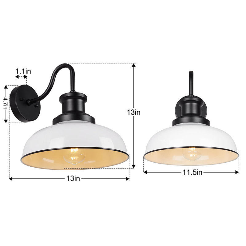 Outdoor Gooseneck Rustic Barn Wall Lantern (Bulbs not Included), White/Black