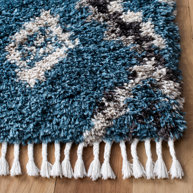 Tapis bleu Southwestern, Rectangle 5 pi 3 po x 7 pi 6 po
