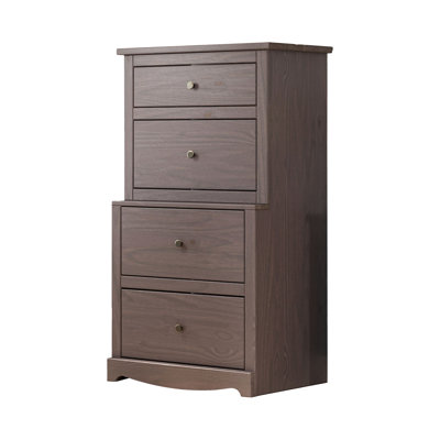 Commode haute à 4 tiroirs Stav, style planche, en bois massif