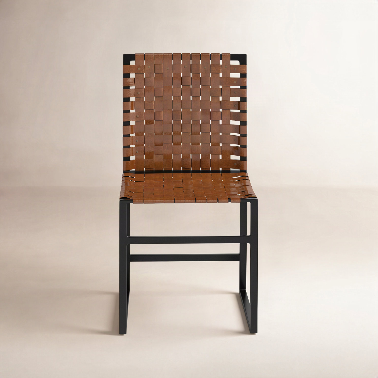 Augusta Genuine Leather Dining Chair, Dark Brown/Black