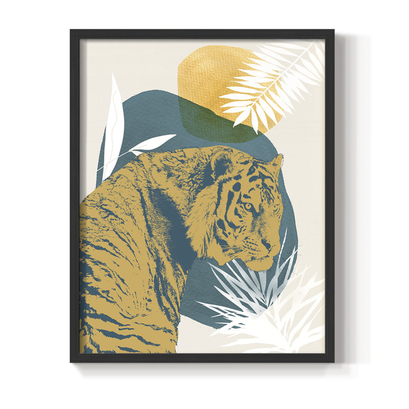«Jungle Cat I», reproduction encadrée - bois massif, Noir, noir, noir, noir, H 15 po x l 12 po