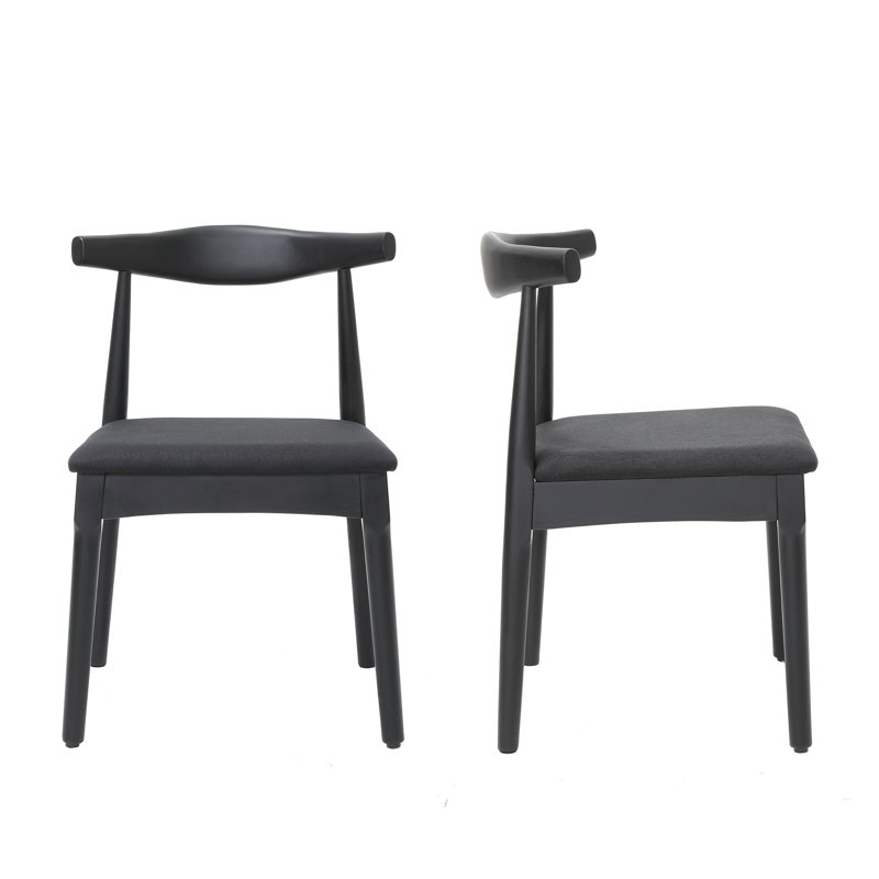 Solid Wood Dining Side Chair, Black, Black
