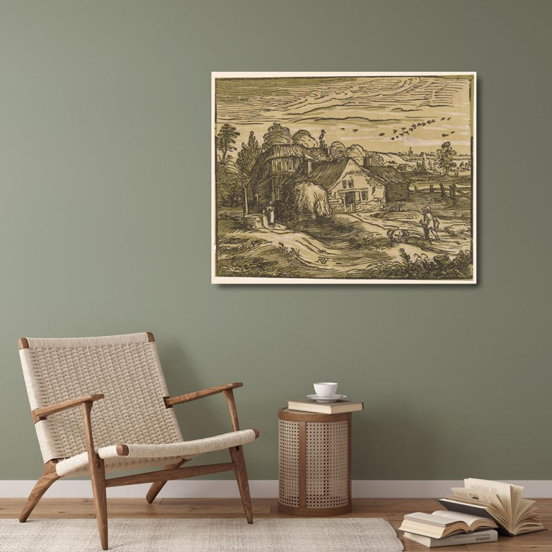 «Landscape with Farmstead» par Hendrick Goltzius - Art mural sur toile tendue avec châssis, H 28 po x l 40 po