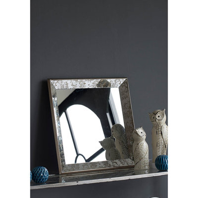 Le miroir argenté antique 24 po X Floral Accents, le plateau de présentation décoratif, ajoute de la personnalité à la décoration intérieure, les décorations carrées suspendues, rehausse la chaleur