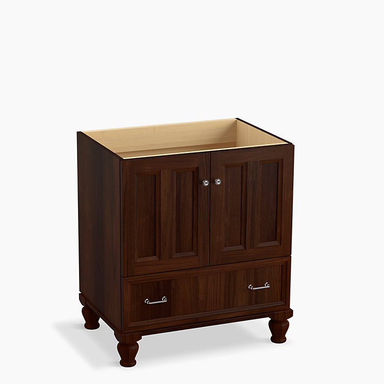 Base de meuble-lavabo 30 po Damask® avec pieds de meuble, 2 portes et 1 tiroir, Ramie couleur noyer