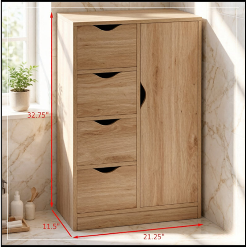 Aadi avec 1 porte en bois et 4 tiroirs