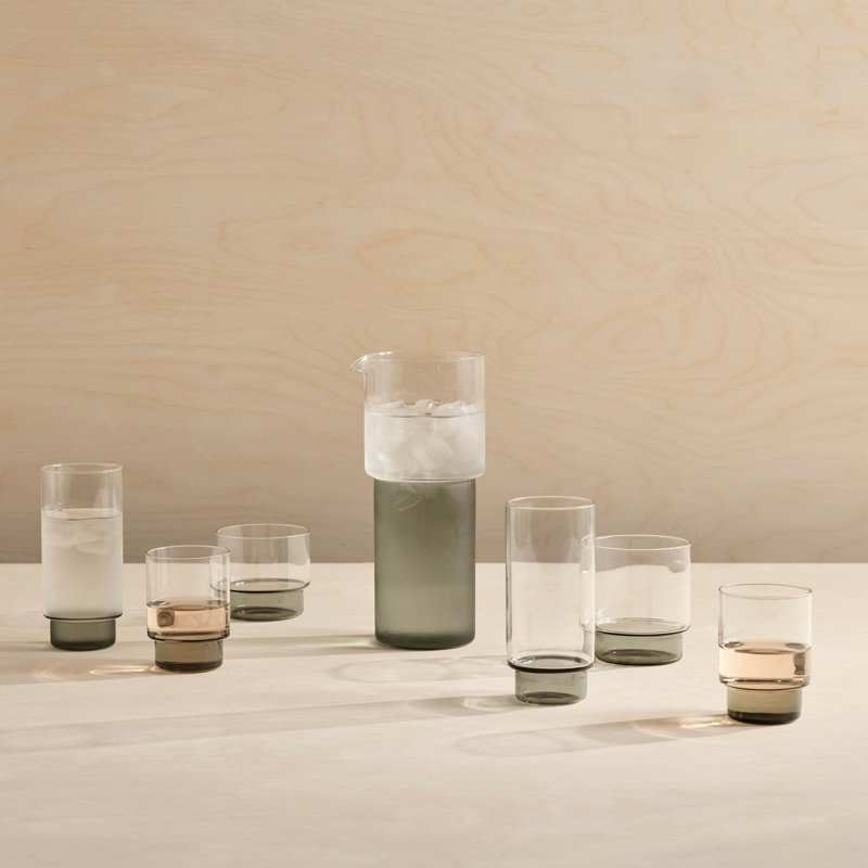 Short Glass (Set of 2), Clear/Gray
