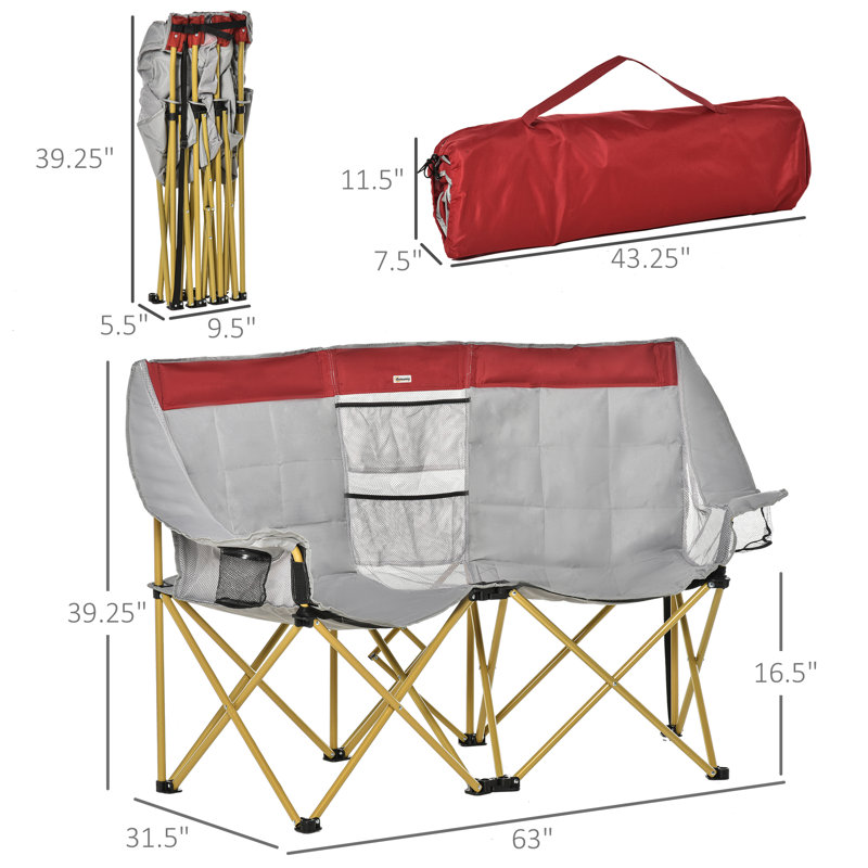 Folding Camping Chair, Red & Gray