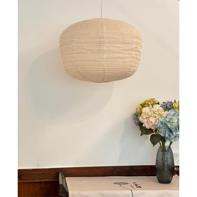 Large Fabric Lampshade Beige Hanging 20INCH Linen Pendant Lamp Shade Can Replace Paper Lanterns,Hanging Cloth Lantern Handmade Minimalist Decorations Suitable For Living Room, Hallway