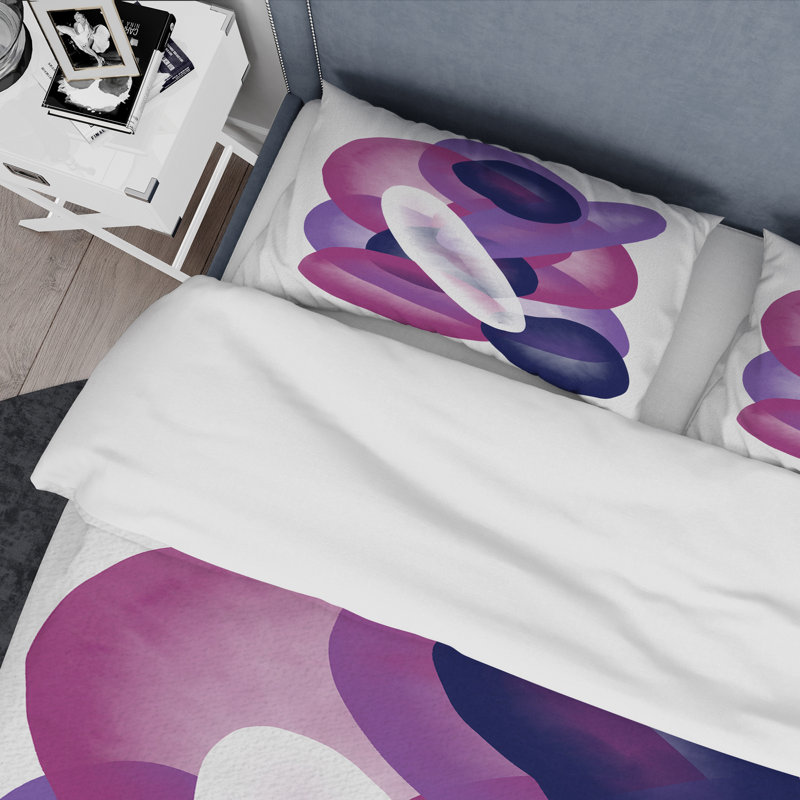 Ensemble de housse de couette en microfibre mauve / rose / blanc, Housse de couette très grand + 2 très grandes ta