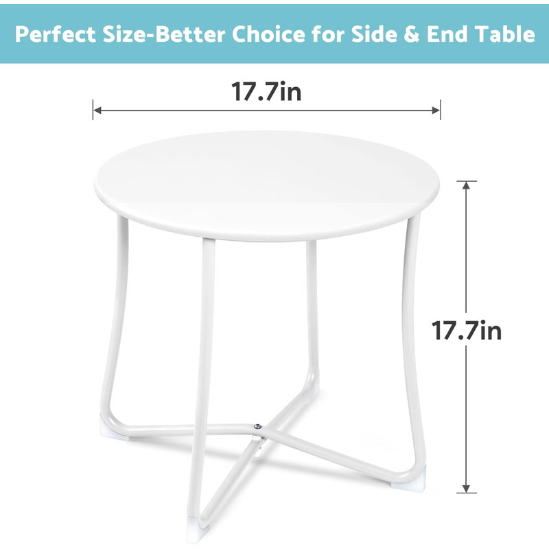 Neston Metal Patio Table Heavy Duty Weather Resistant Anti-Rust Outdoor Coffee Table, White