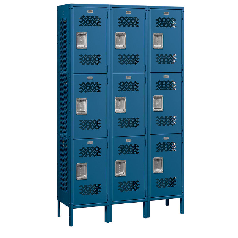 Casier 3 niveaux et 3 ventilés, H 78 po x l 45 po x P 15 po, Bleu