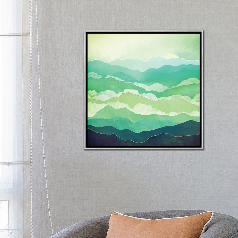 Emerald Spring - impression d'art graphique, Toile avec cadre argenté, Aucun mat, H 26 po x l 26 po x P 1,5 po