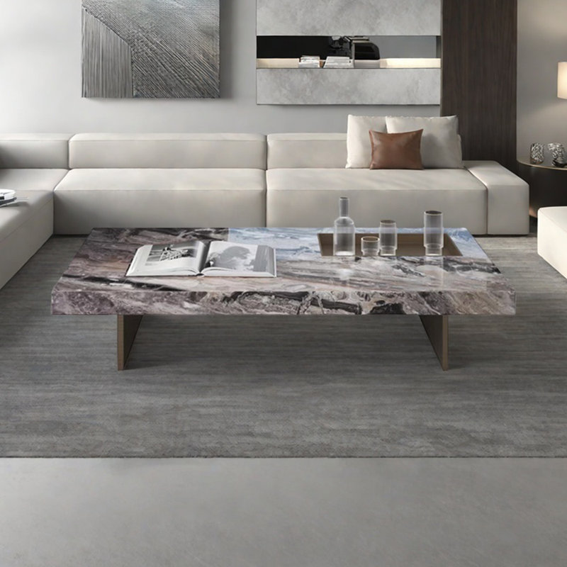 Light luxury natural marble coffee table, 12.59" H x 51.18" L x 27.55" W