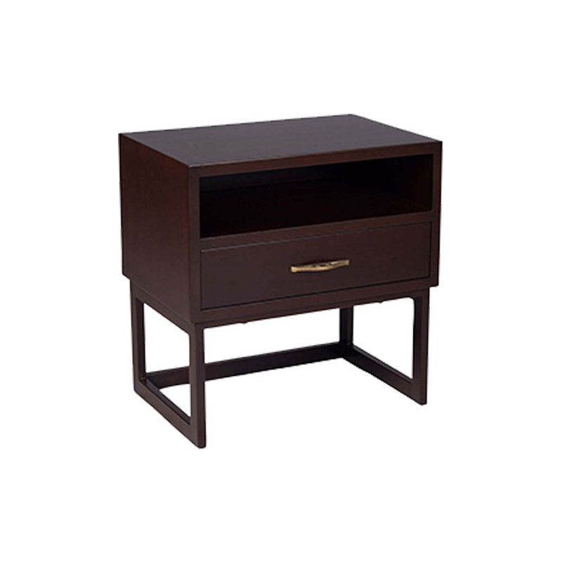 Lendora 60cm W Bedside Table, Brown, Midnight Black