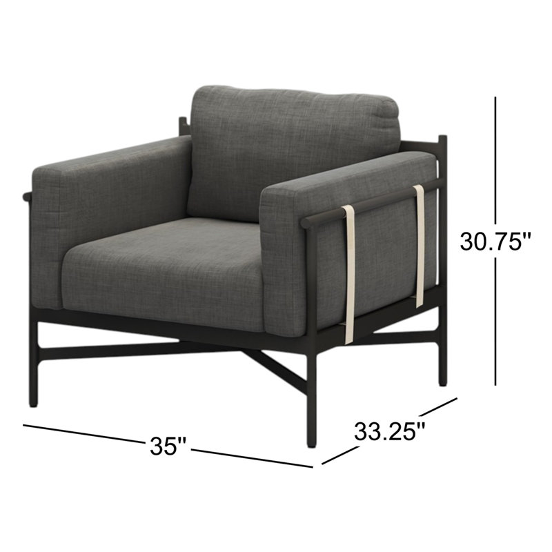 Chaise de patio avec coussins Iffie, Venao Charcoal