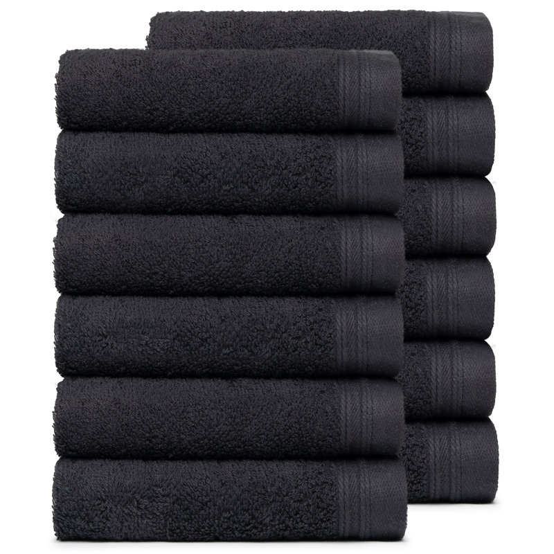 Graciela 12 Piece 100% Cotton Washcloth Set, Black