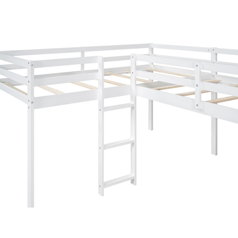 Lit mezzanine simple en L blanc avec glissade - Maximisez l'espace utilisé dans une chambre à coucher pratique, Blanc