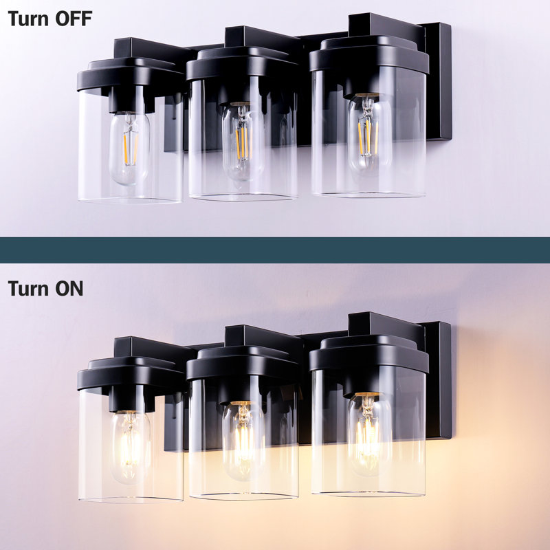 3 lumières de meuble-lavabo noir mat pour la salle de bain, la chambre à coucher et le salon, douilles E26 à intensité variable, très grande stabilité de base