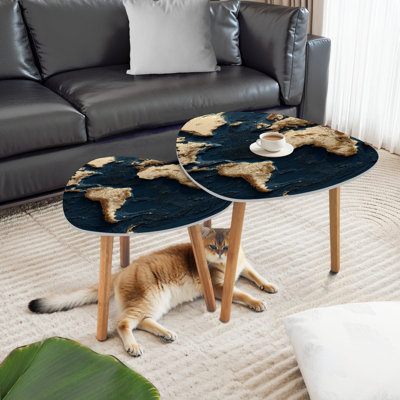 Ensemble de 2 tables basses gigognes Triangle World Map Map World