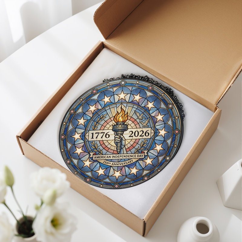 Panneau de vitrail de vitrail de décoration pour vitrail États-Unis 250th Anniversary, H 7,8 po