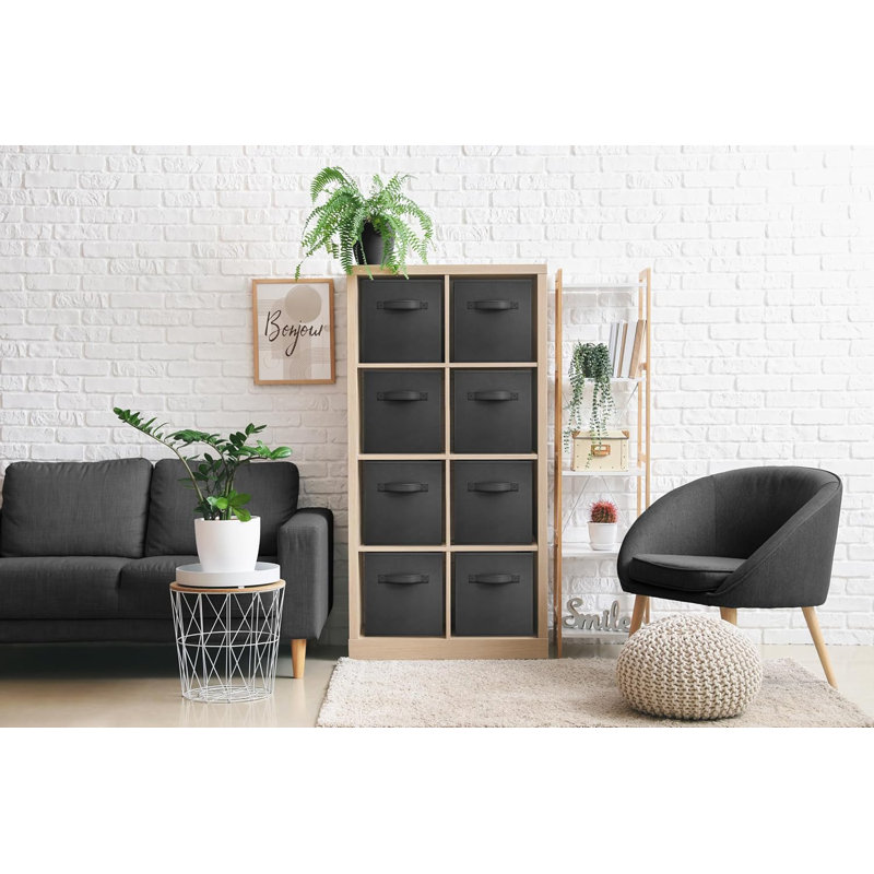 Ensemble de cubes de rangement en tissu, Noir, 8