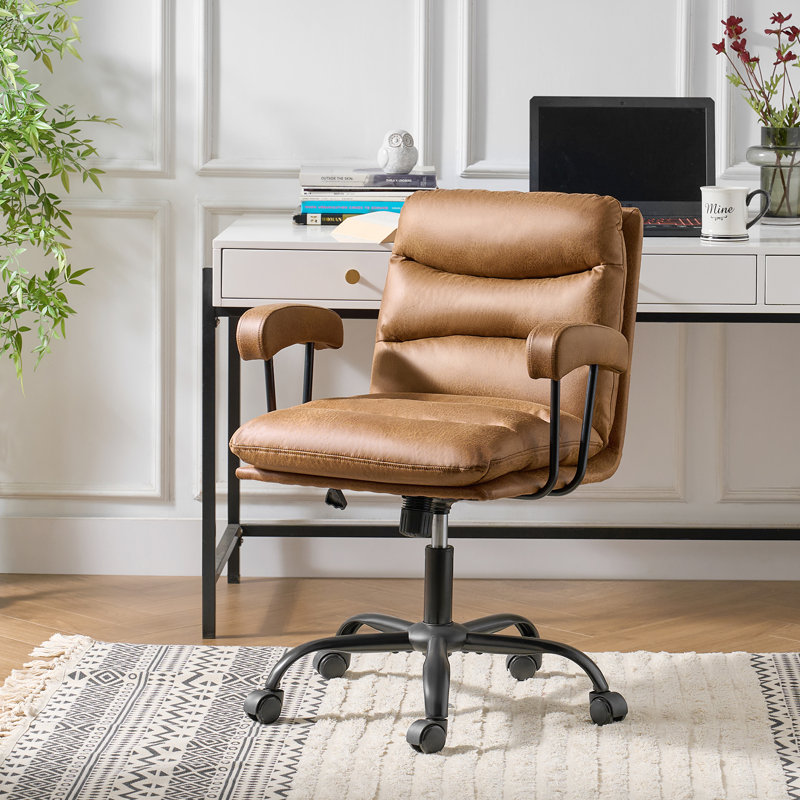 Takisa Modern Swivel Office Chair with Adjustable Height and Tilt Lock, Camel