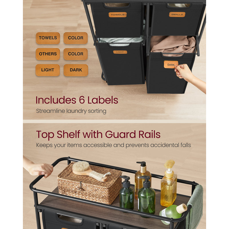 Anshel Wood Rolling Laundry Hamper