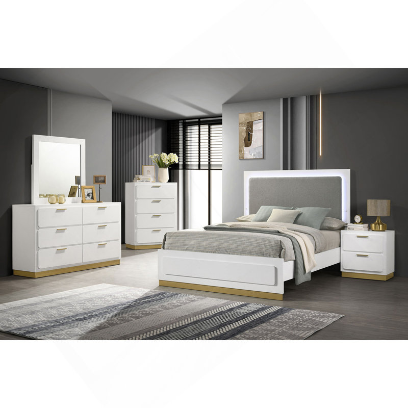 White 5-piece Eastern King Bedroom Set, White, King