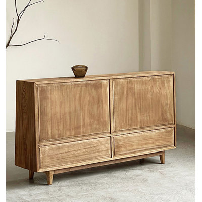 Buffet en bois d'orme de style Wabi-sabi