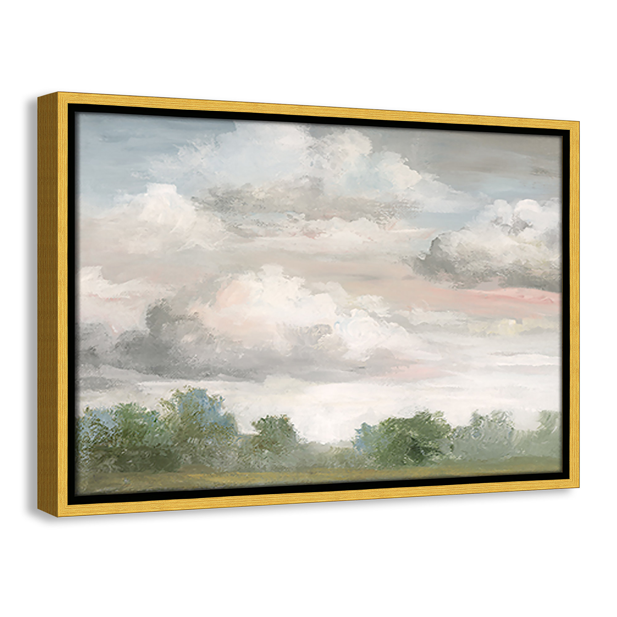 Pastel Morning Sky Framed On Canvas by Nan Print, 13.5" H x 19.5" W x 2" D, Gold Framed