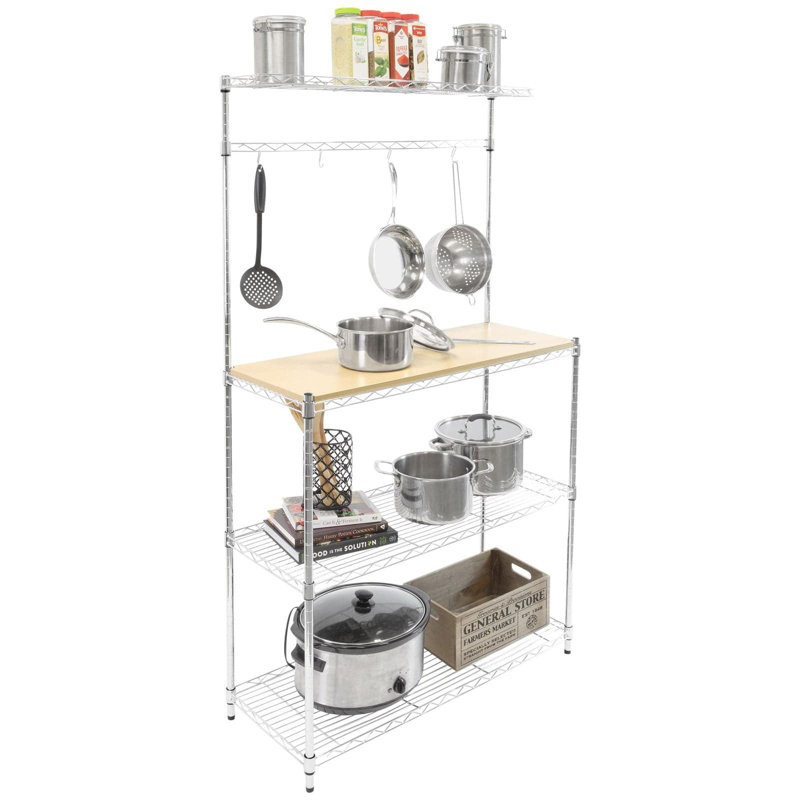 Étagère de boulanger de cuisine avec table en bois et rangement