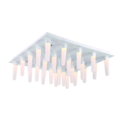 Elegant White Chandelier, 27.6 x 27.6 x 11.4 inches | 70% Metal & 30% Acrylic | Includes SMD LED Bulbs (25x3W) | Modern Lighting Solution for Dining Room, Living Room & Entryway | Stylish & Functional Design