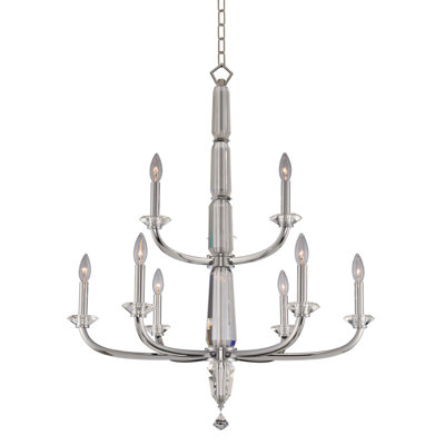 Palermo 9 LT Chrome/Clear Tiered Chandelier Allegri
