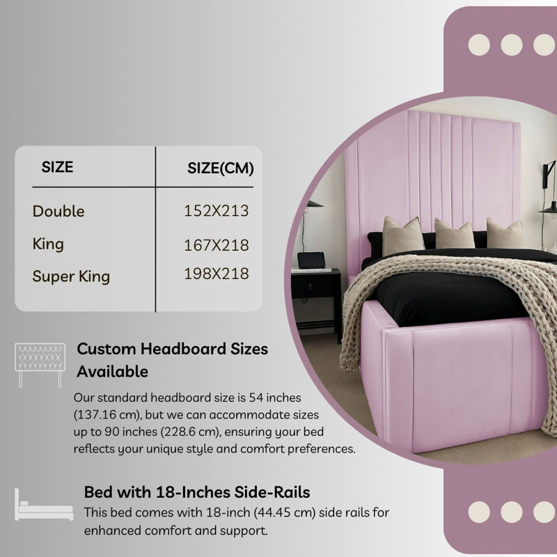 Ottoman Upholstered Bed - Dreamcape Plush Velvet Gas Lift Storage with Headboard, Double (4'6), Lilac