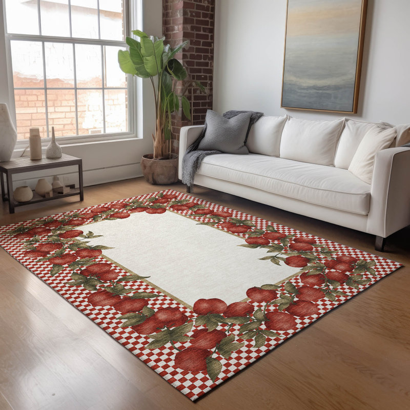 Premium Machine Washable Chiekezi AMF164 Apple Rug, Rectangle 2'6" x 3'10"