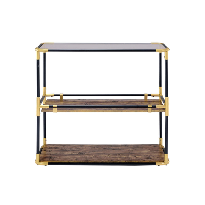 Heleris Smoky Glass Top & Black & Gold Finish Console Table