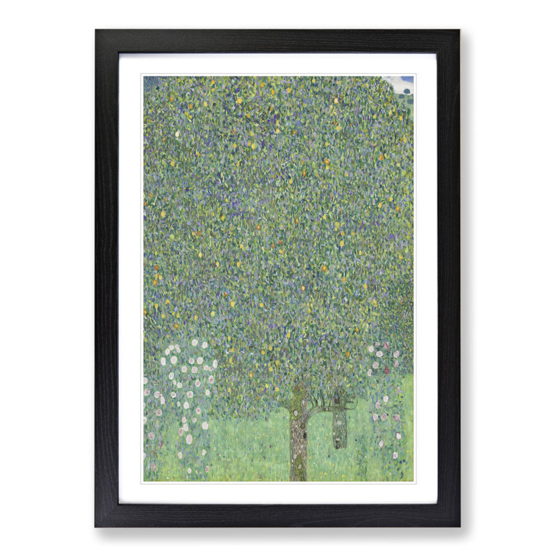 Rosebushes Under the Trees by Gustav Klimt - Picture Frame Painting, Black Framed, 65cm H x 48cm W x 2cm D