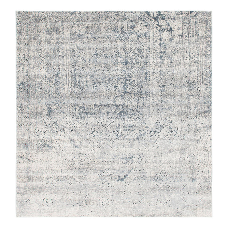 Tapis oriental gris Corteney, Carré 7 pi 1 po