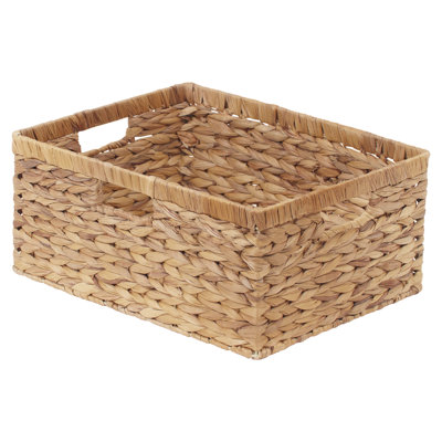 Handwoven Water Hyacinth Storage Basket With Built-In Handles