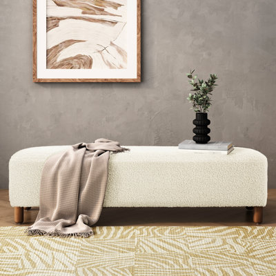 Blanc confortable avec mélange de 65% d'acrylique, structure, coussin en mousse, conception polyvalente, assemblage en 10 minutes, revêtement de 20,5 po de largeur, pin massif et contreplaqué de forme rectangulaire, produit Easy 58,7 po