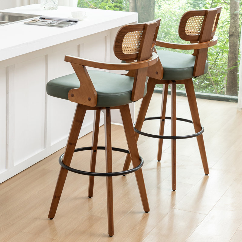 Tabourets de comptoir pivotants et rembourrés, Tabouret de comptoir (siège d'une hauteur de 27,1, Vert