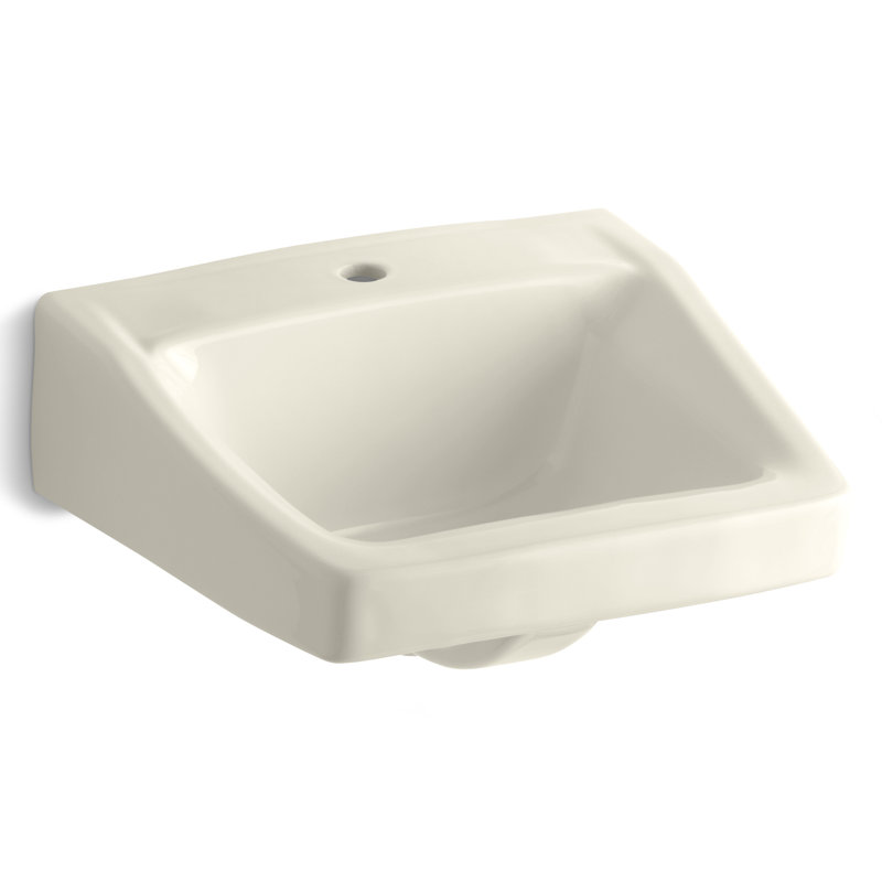 Chesapeake Vitreous China  Rectangular Wall Mount Bathroom Sink with Overflow, Almond