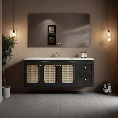 Armoire de salle de bain en rotin de style français rétro