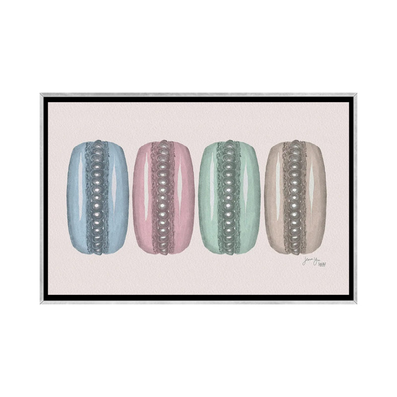 Macaron Party - reproduction d'art murale - toile encadrée, 26 po x 18 po, Toile avec cadre, Argent